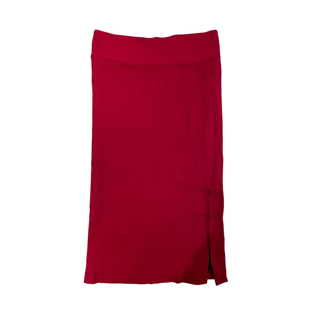 Alice + Olivia Red Midi Pencil Skirt Exposed Back Zipper Side Slit Size 2